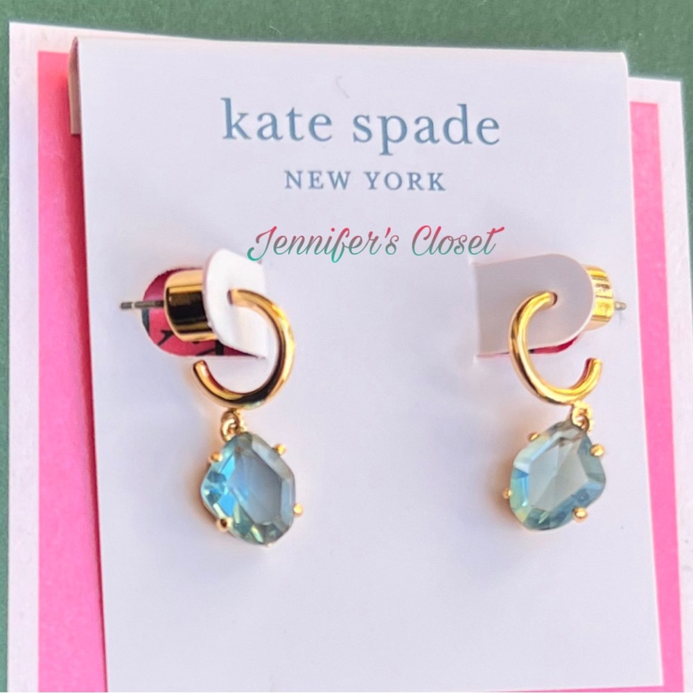 Kate Spade Earrings NWT \  Gold-Tone Crystal Drop Huggie Earrings